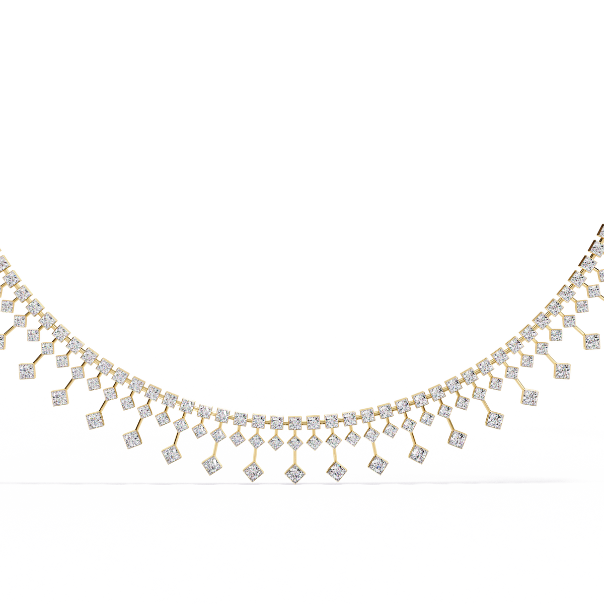 Reverra 14K Princess Diamond Riviera Necklace, CTTW-4.51