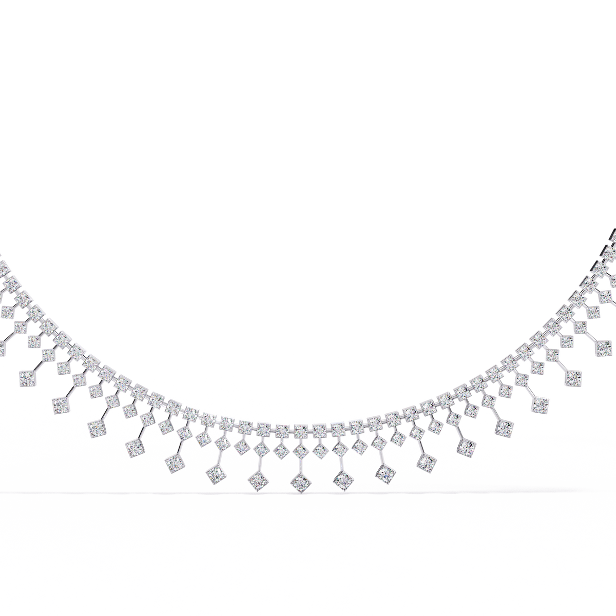 Reverra 14K Princess Diamond Riviera Necklace, CTTW-4.51