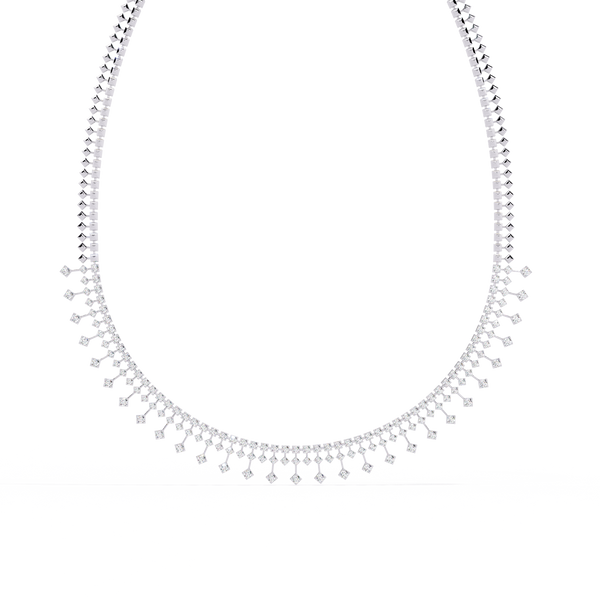 Reverra 14K Gold Princess Lab Grown Diamond Riviera Necklace for Women, CTTW-7