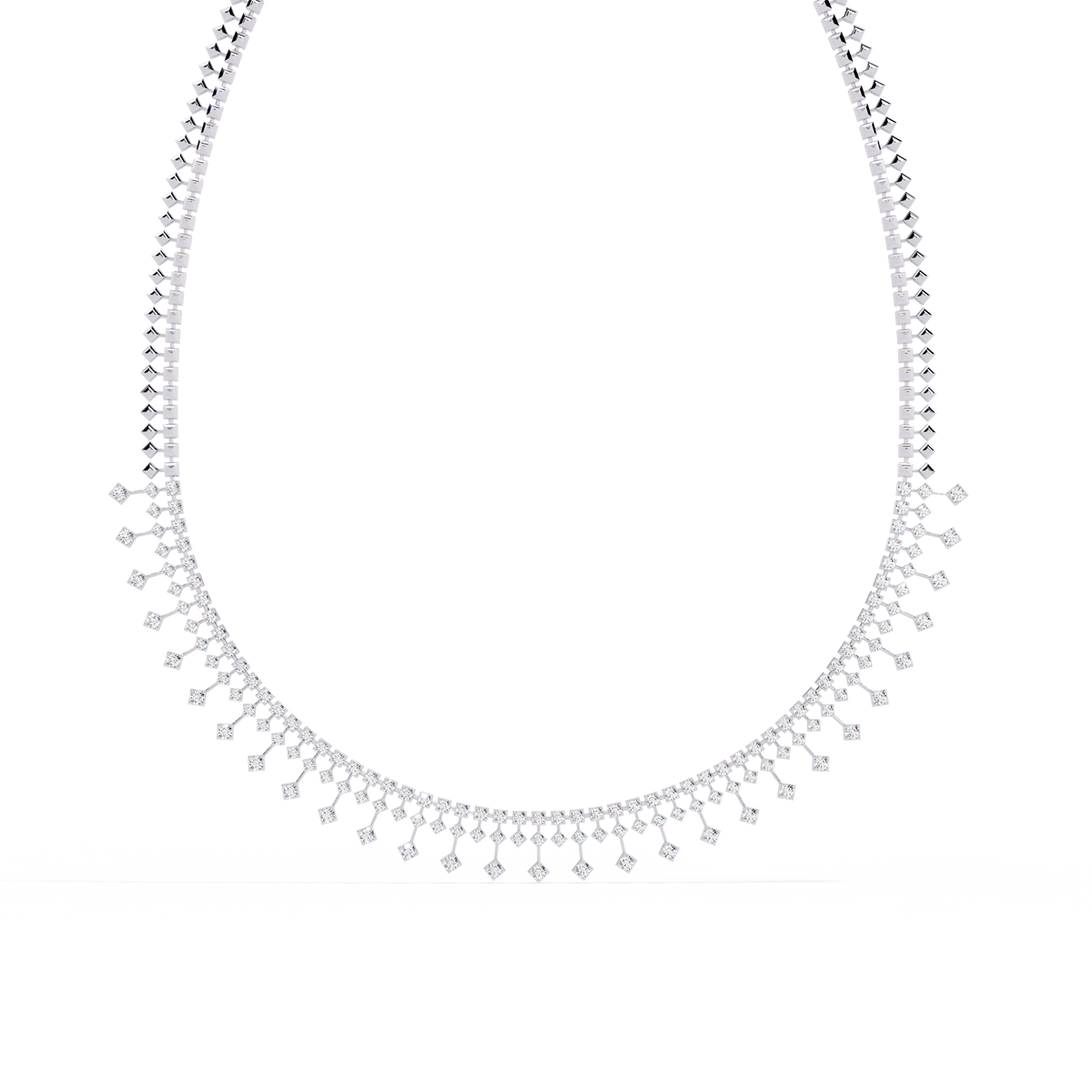 Reverra 14K Princess Diamond Riviera Necklace, CTTW-4.51
