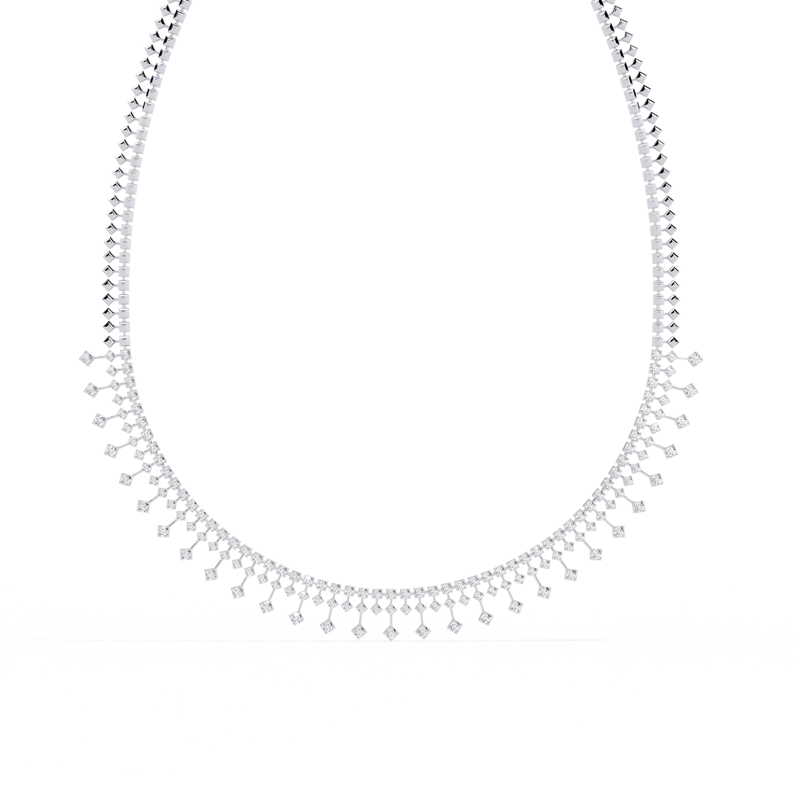 Reverra 14K Princess Diamond Riviera Necklace, CTTW-4.51