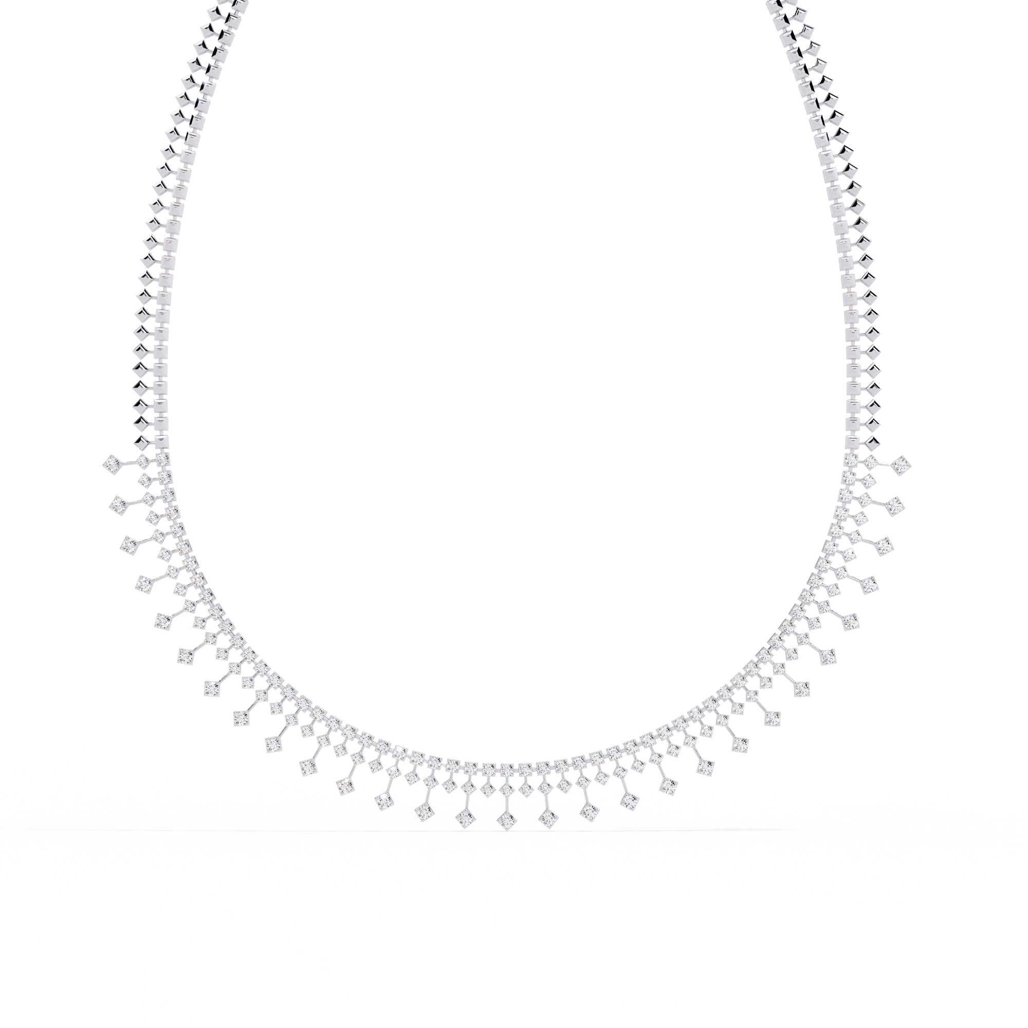 Reverra 14K Princess Diamond Riviera Necklace, CTTW-4.51