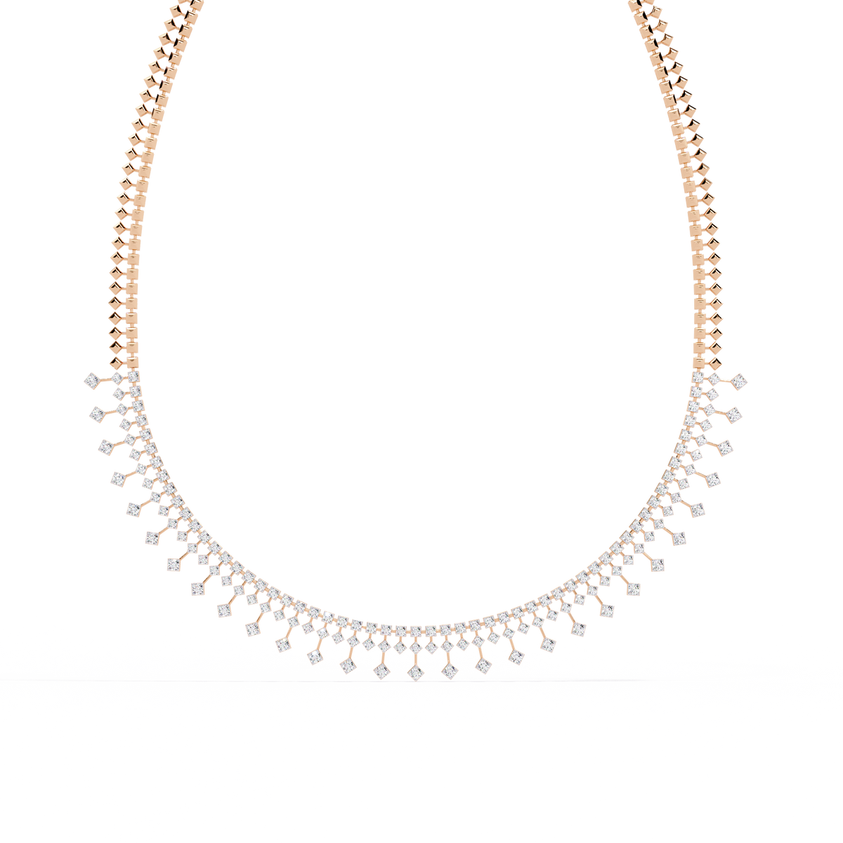 Reverra 14K Princess Diamond Riviera Necklace, CTTW-4.51