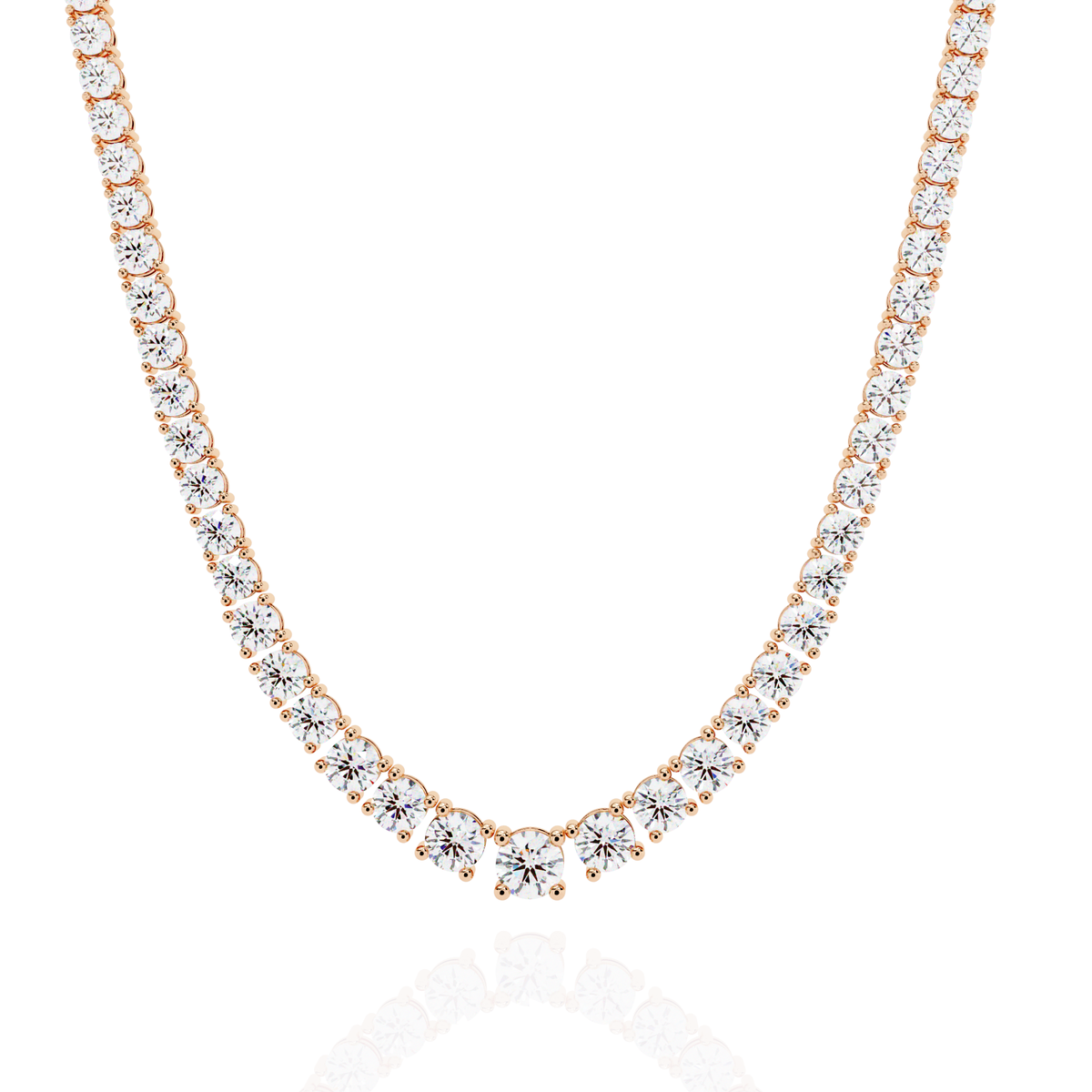 Reverra 14K Round Diamond Graduated Tennis Necklace, CTTW-17.54