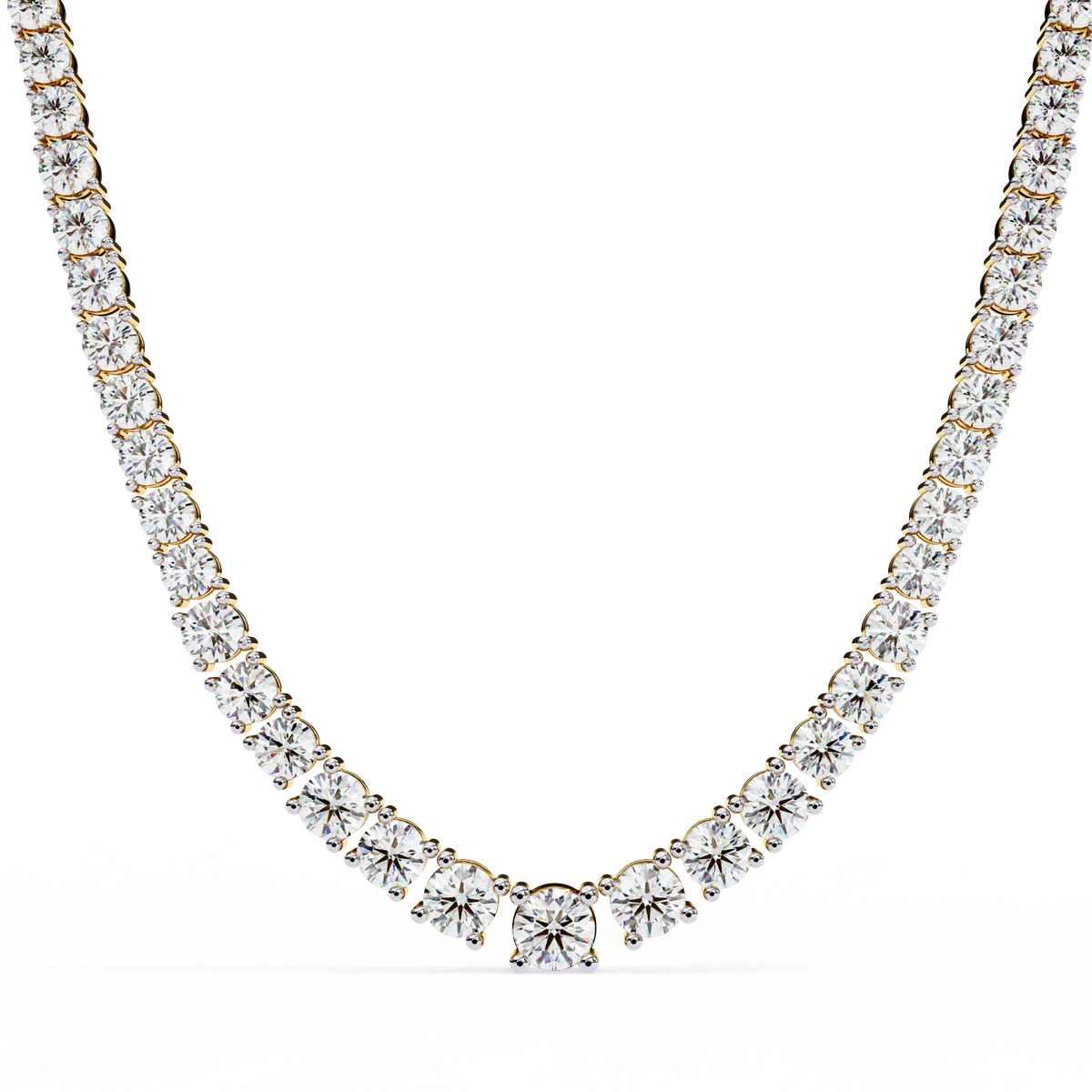 Reverra 14K Round Diamond Graduated Tennis Necklace, CTTW-17.54