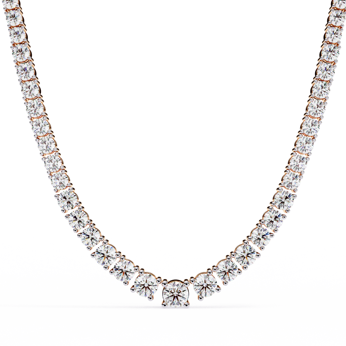 Reverra 14K Round Diamond Graduated Tennis Necklace, CTTW-17.54