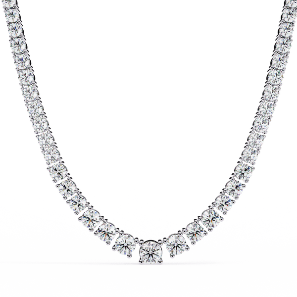 Reverra 14K Gold Round Lab Grown Diamond Graduated Tennis Necklace for Women, CTTW-17.54