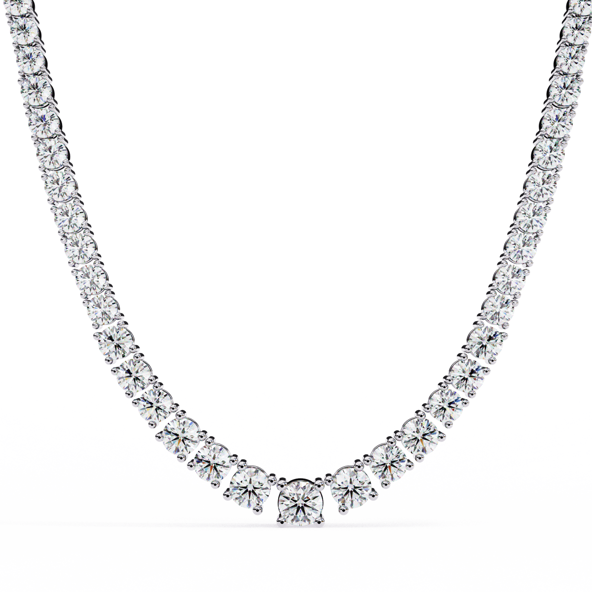 Reverra 14K Round Diamond Graduated Tennis Necklace, CTTW-17.54