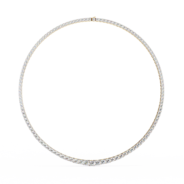 Reverra 14K Gold Round Lab Grown Diamond Graduated Tennis Necklace for Women, CTTW-17.54