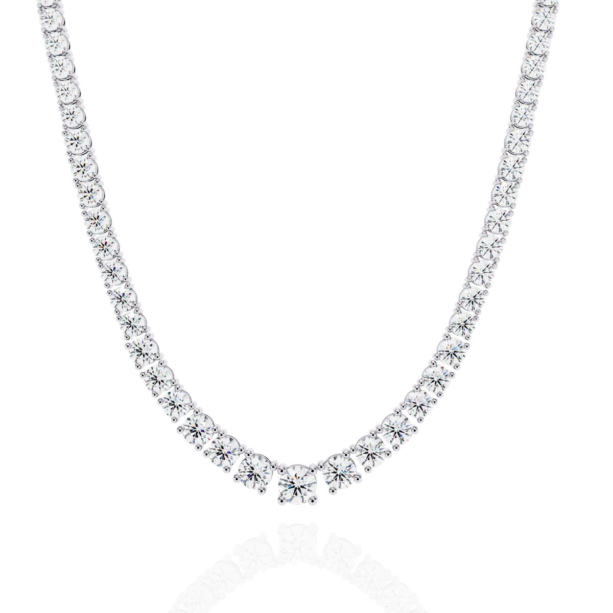 Reverra 14K Round Diamond Graduated Tennis Necklace, CTTW-17.54