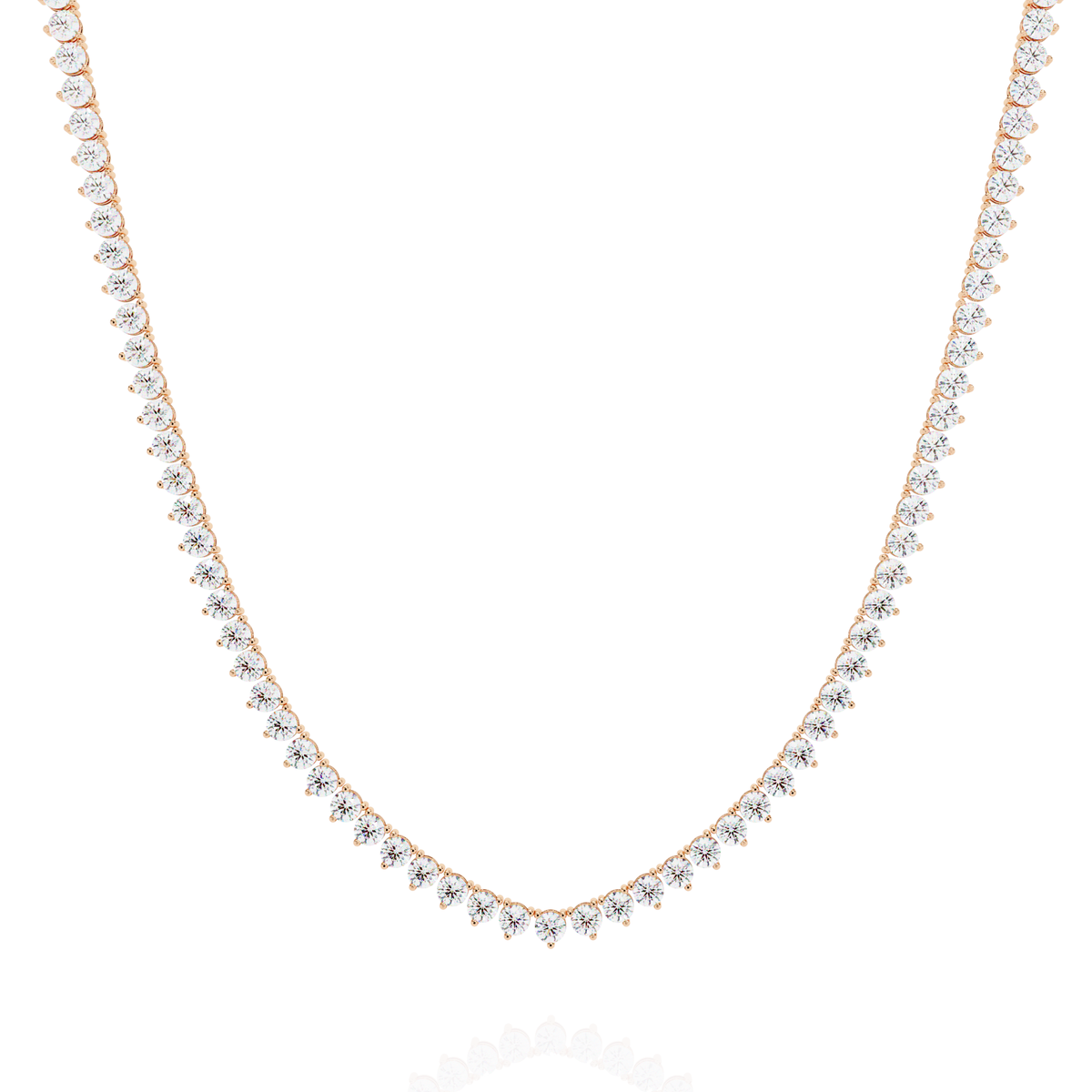 Reverra 14K Gold Graduated Round Lab Grown Diamond Tennis Necklace for Women, CTTW-5.7
