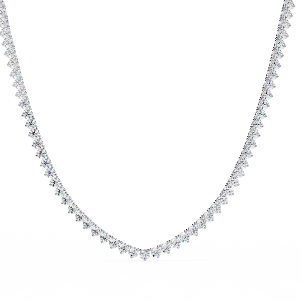 Reverra 14K Gold Graduated Round Lab Grown Diamond Tennis Necklace for Women, CTTW-5.7