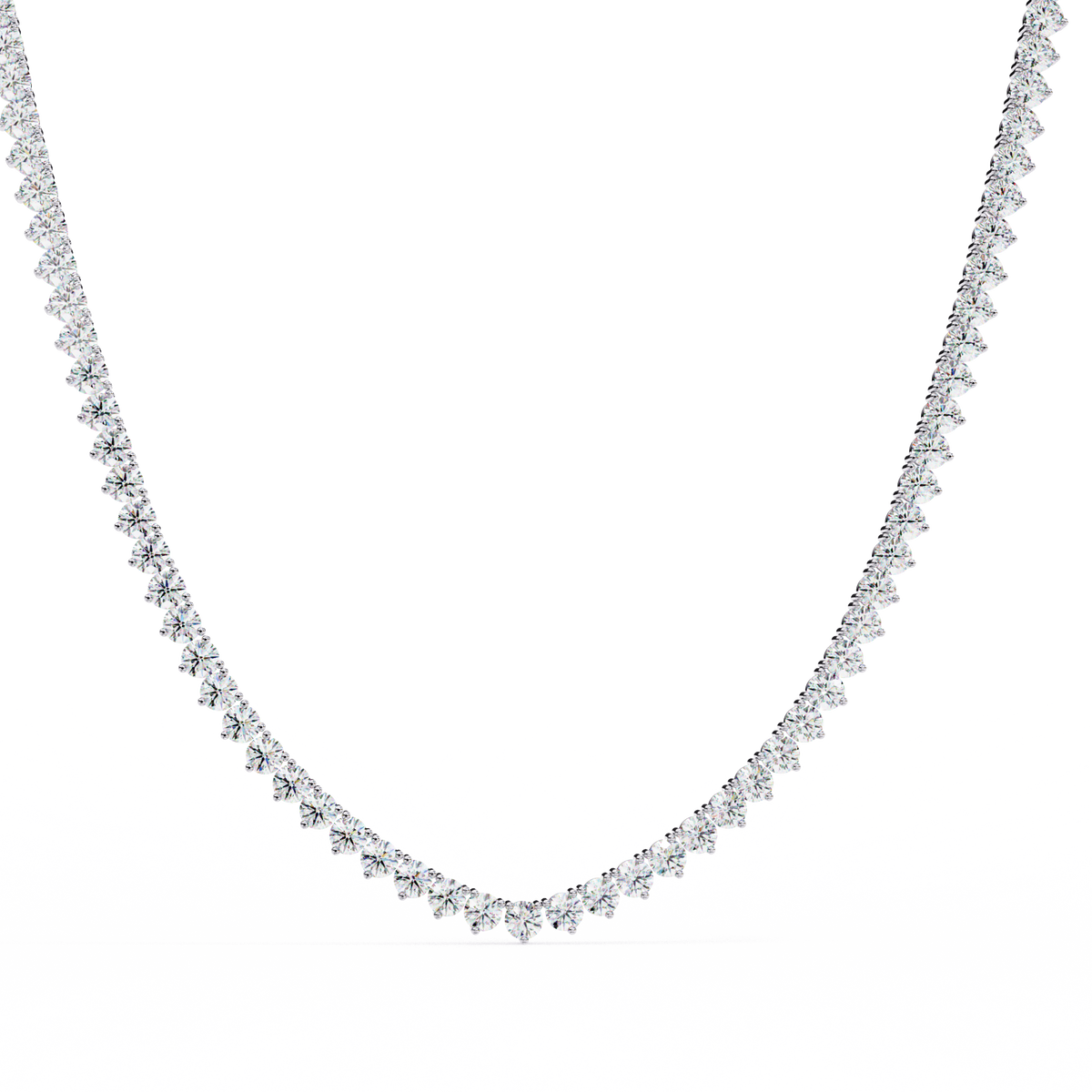 Reverra 14K Graduated Round Diamond Tennis Necklace, CTTW-5.7