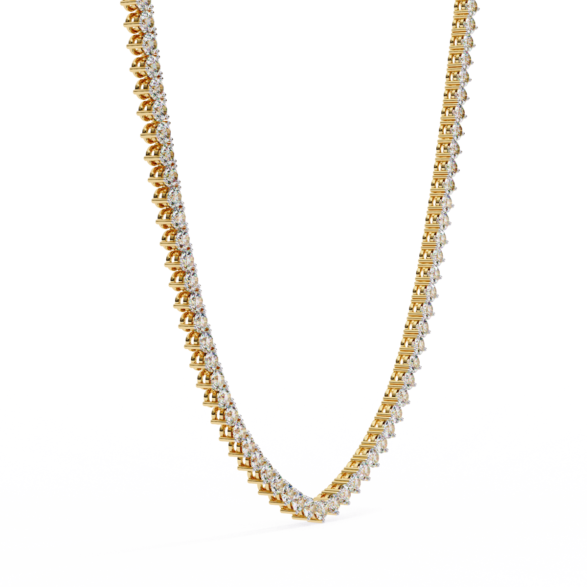 Reverra 14K Graduated Round Diamond Tennis Necklace, CTTW-5.7