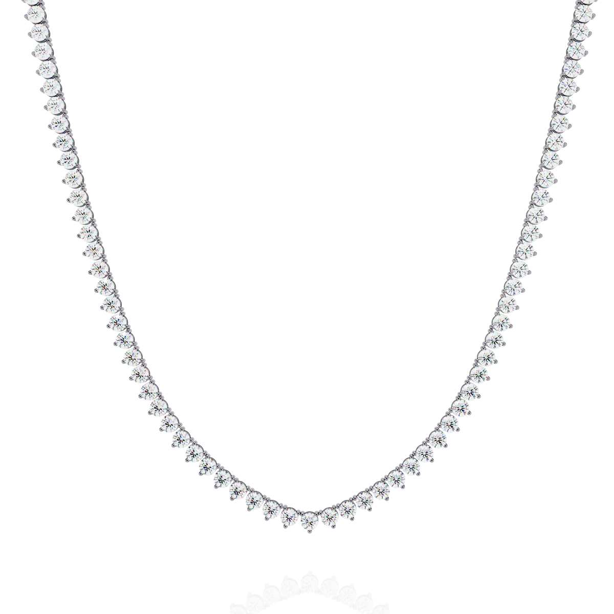Reverra 14K Graduated Round Diamond Tennis Necklace, CTTW-5.7