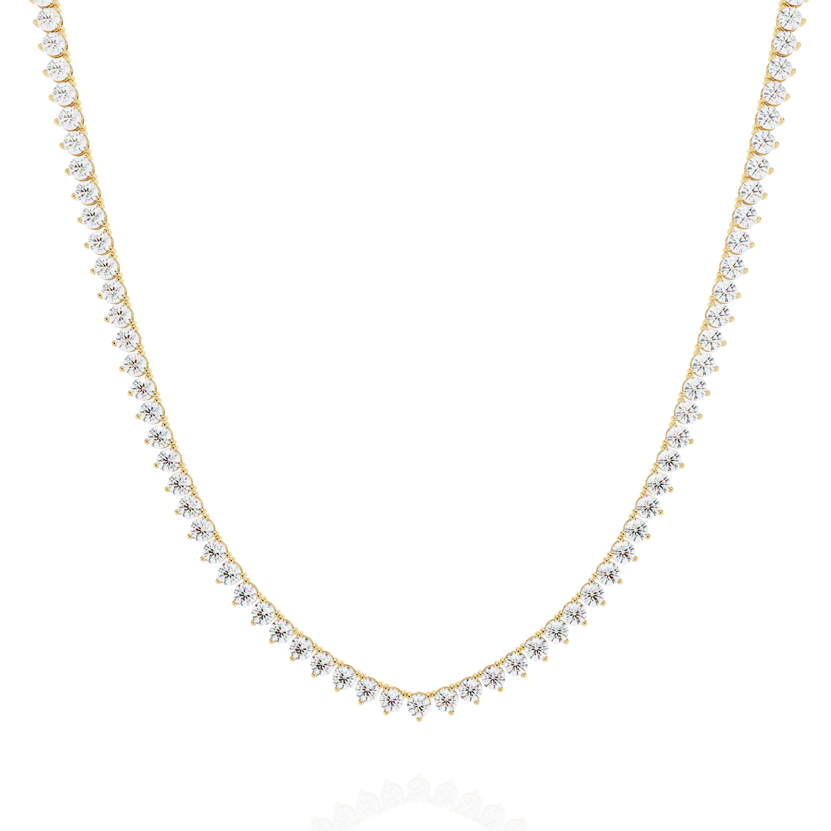Reverra 14K Gold Graduated Round Lab Grown Diamond Tennis Necklace for Women, CTTW-5.7