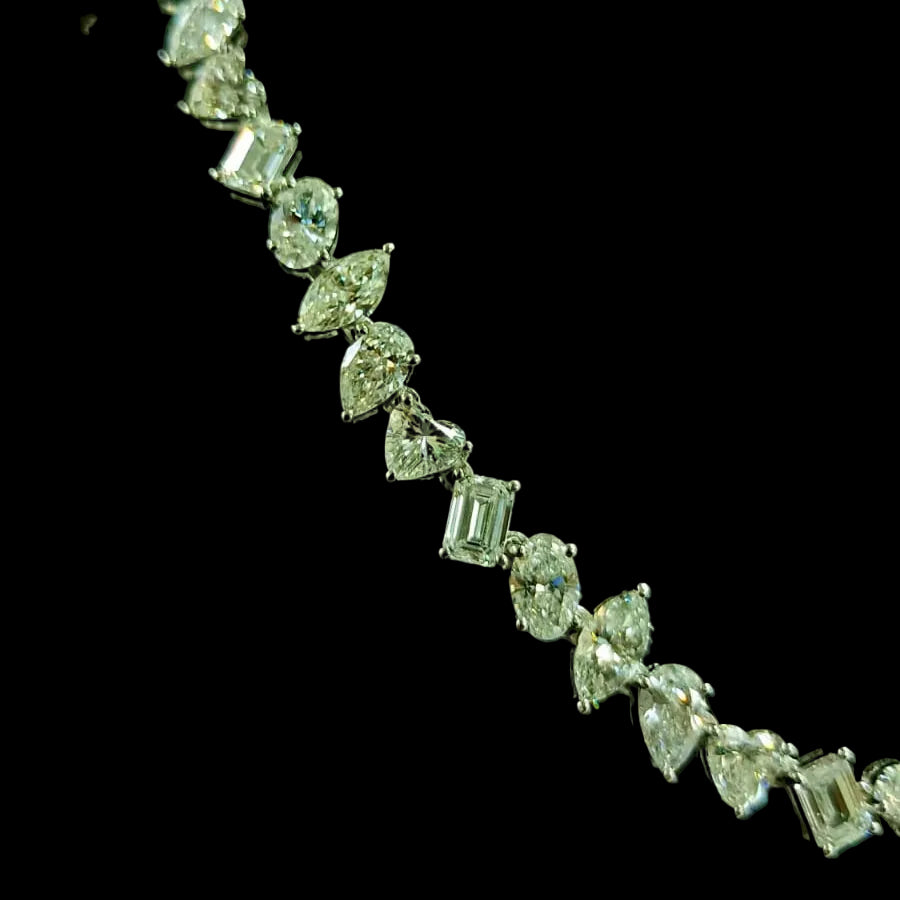 Reverra 14K Gold Multi-Shape Diamond Fancy Necklace For Women CTTW-22