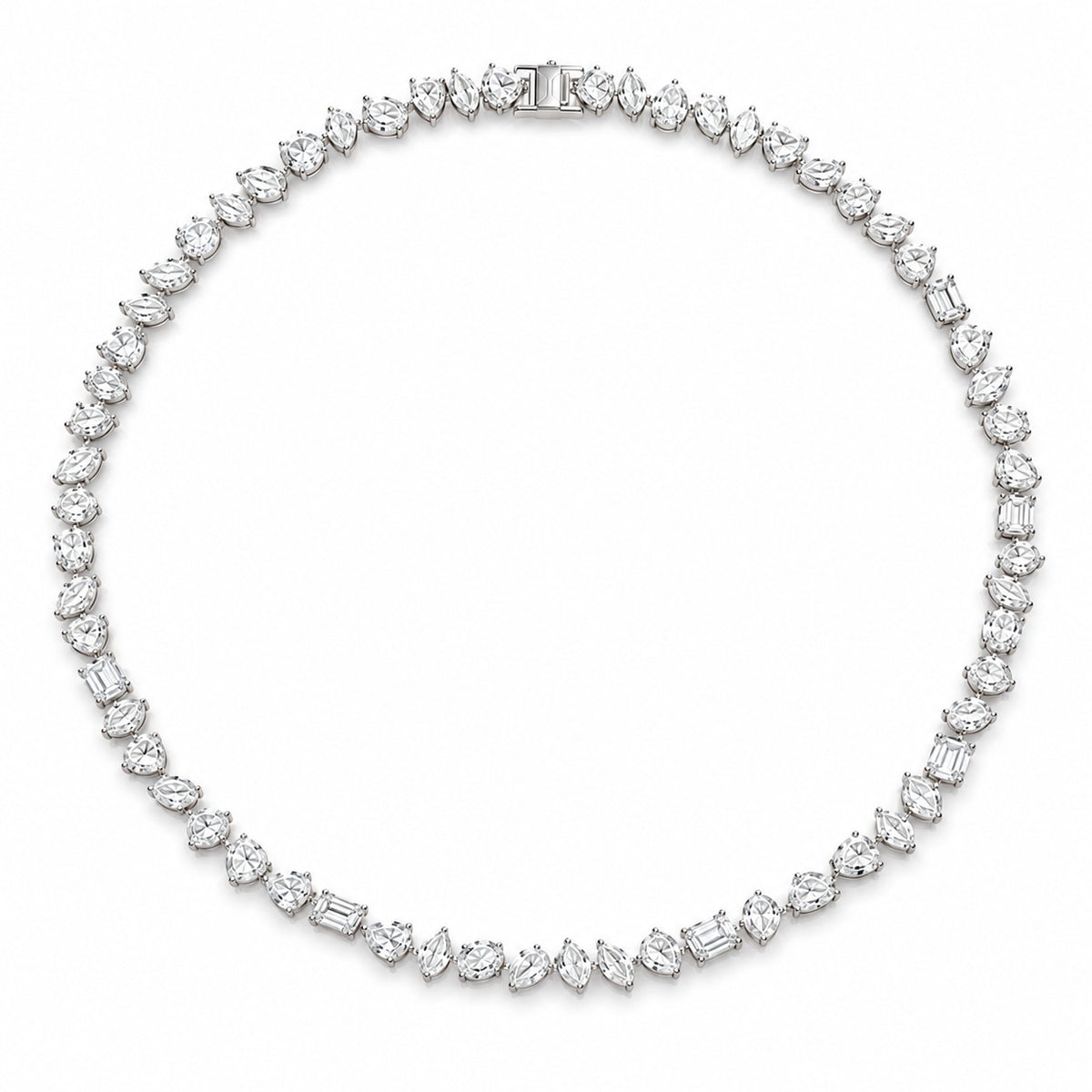 Reverra 14K Gold Multi-Shape Diamond Fancy Necklace For Women CTTW-22