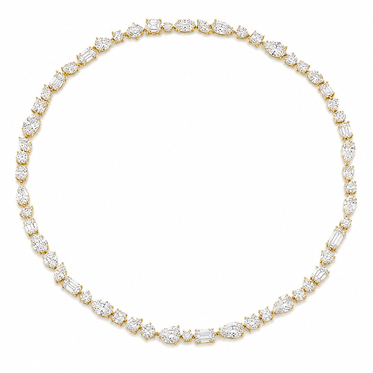 Reverra 14K Gold Multi-Shape Diamond Fancy Necklace For Women CTTW-22