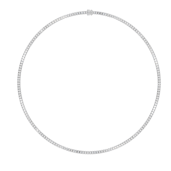 Reverra 14K Gold Emerald Lab Grown Diamond 4-Prong Setting Tennis Necklaces For Women - Reverra Jewels Inc.