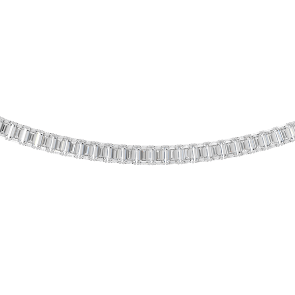 Reverra 14K Gold Emerald Lab Grown Diamond 4-Prong Setting Tennis Necklaces For Women - Reverra Jewels Inc.