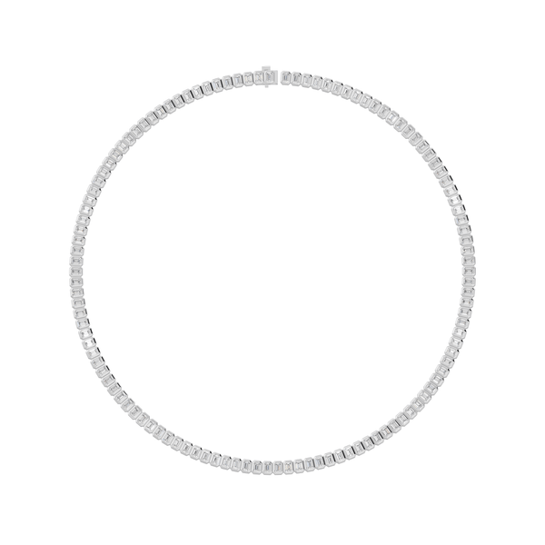 Reverra 14K Gold Emerald Lab Grown Diamond Bezel Setting Tennis Necklaces For Women - Reverra Jewels Inc.