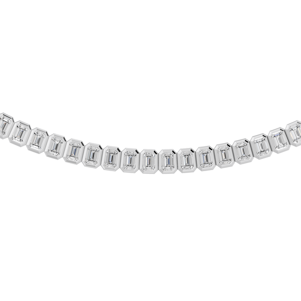 Reverra 14K Gold Emerald Lab Grown Diamond Bezel Setting Tennis Necklaces For Women - Reverra Jewels Inc.