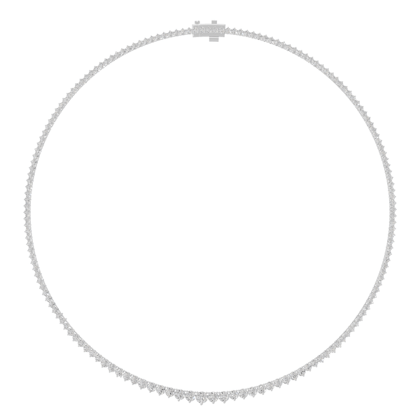 Reverra 14K Gold Round Lab Grown Diamond 3-Prong Setting Graduating Necklaces For Women - Reverra Jewels Inc.
