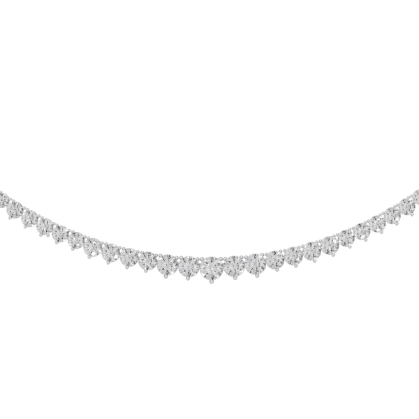 Reverra 14K Gold Round Lab Grown Diamond 3-Prong Setting Graduating Necklaces For Women - Reverra Jewels Inc. white gold