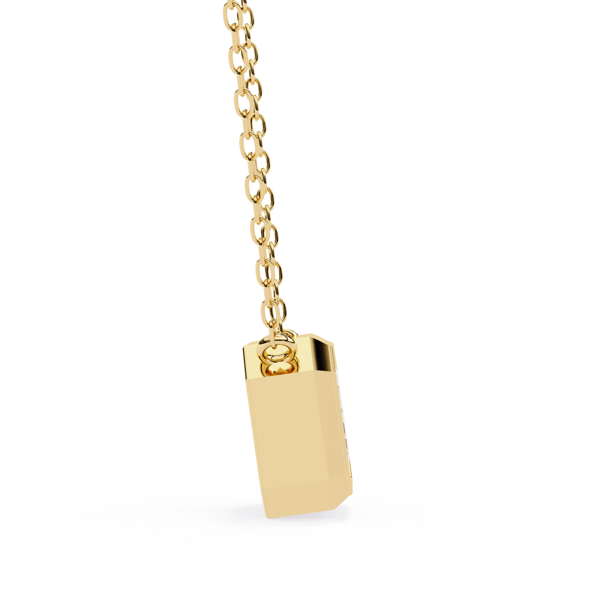 Reverra 14K Emerald Diamond Bezel Pendant Necklace, CTTW-0.78