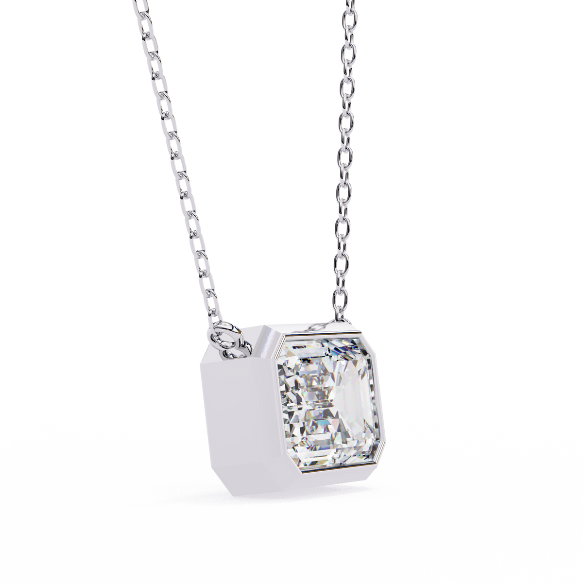 Reverra 14K Emerald Diamond Bezel Pendant Necklace, CTTW-0.78
