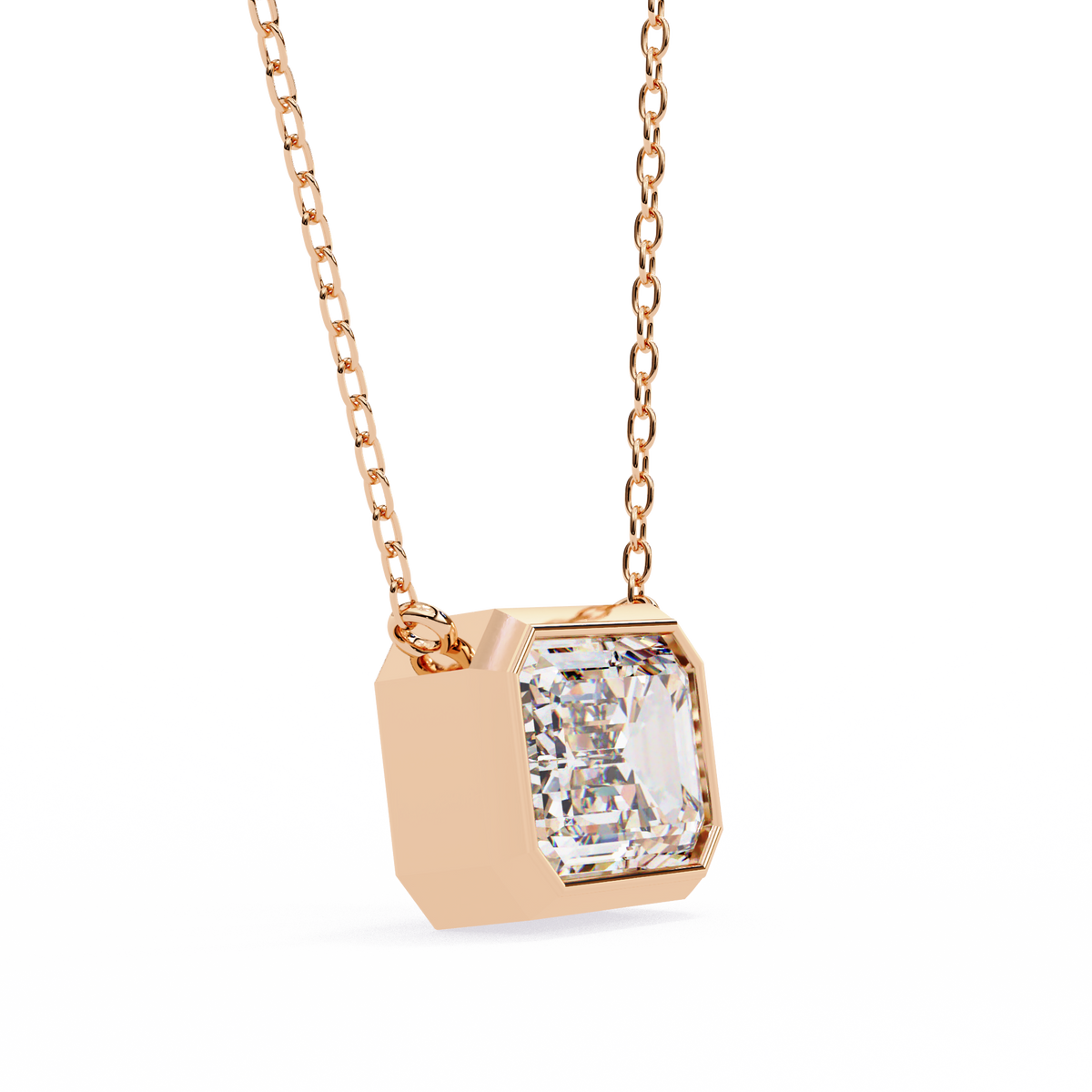 Reverra 14K Emerald Diamond Bezel Pendant Necklace, CTTW-0.78