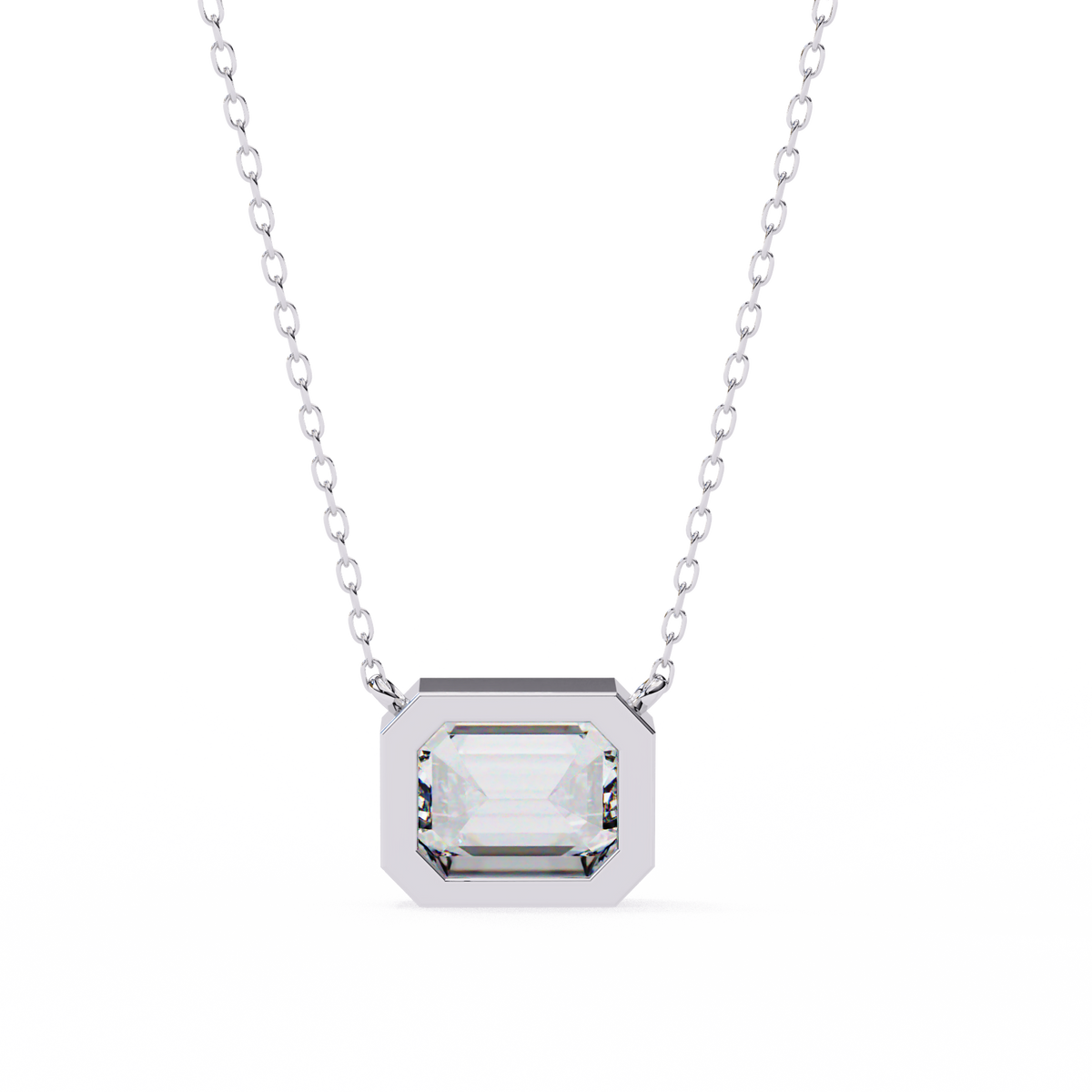 Reverra 14K Emerald Diamond Bezel Pendant Necklace, CTTW-0.78
