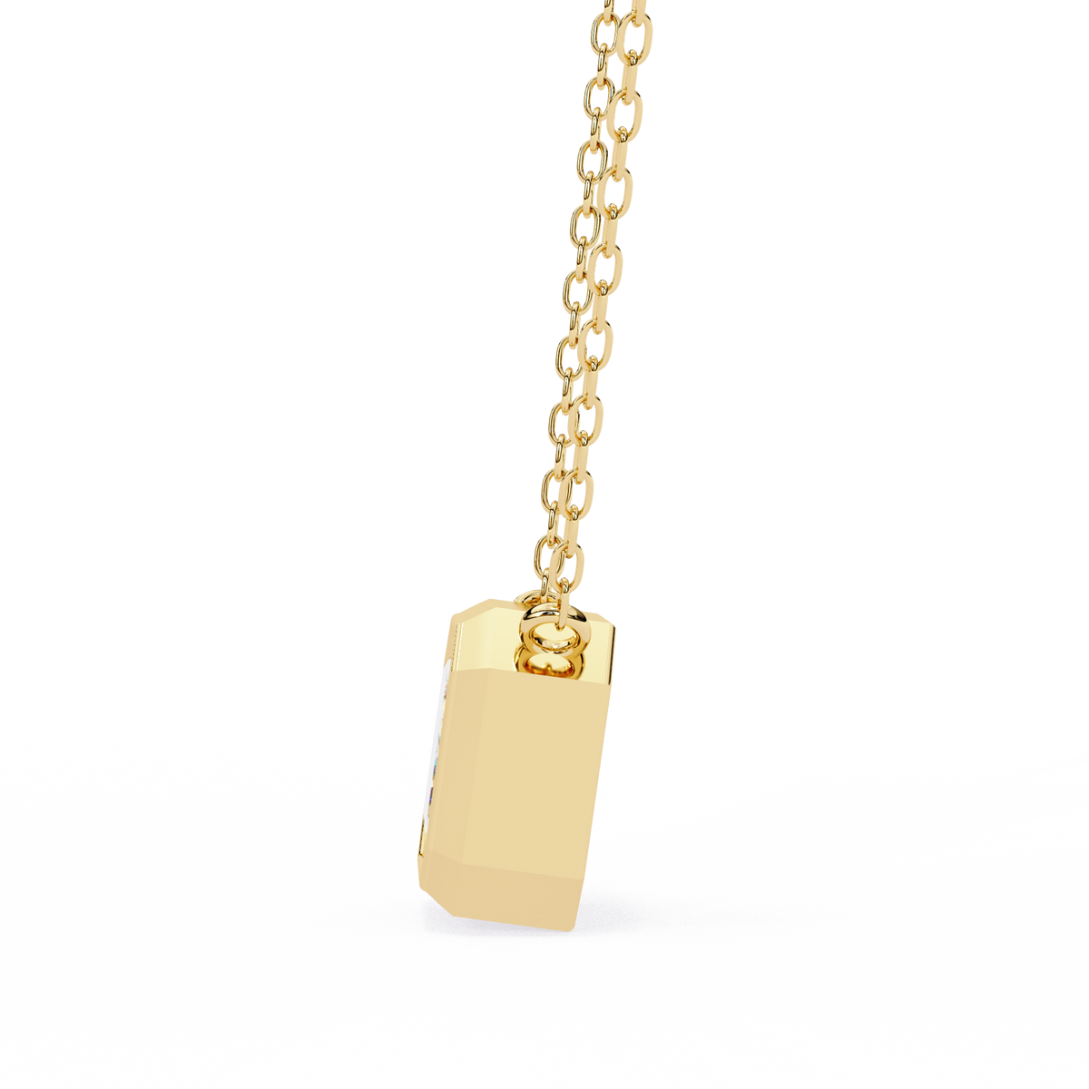 Reverra 14K Emerald Diamond Bezel Pendant Necklace, CTTW-0.78