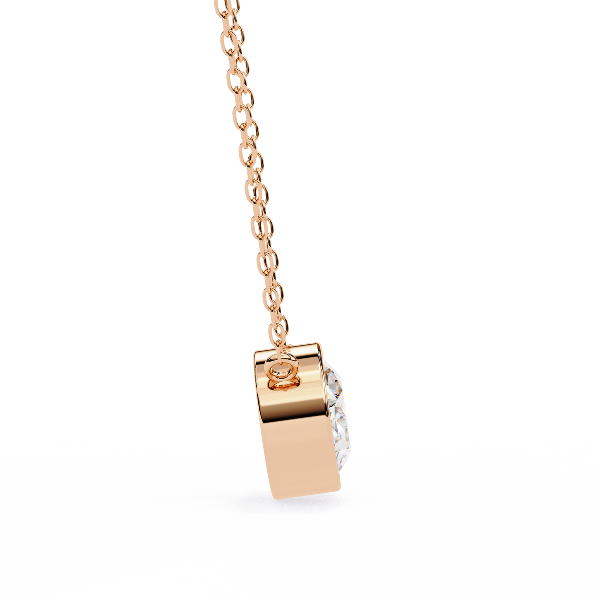 Reverra 14K Oval Diamond Bezel Pendant Necklace, CTTW-1.55