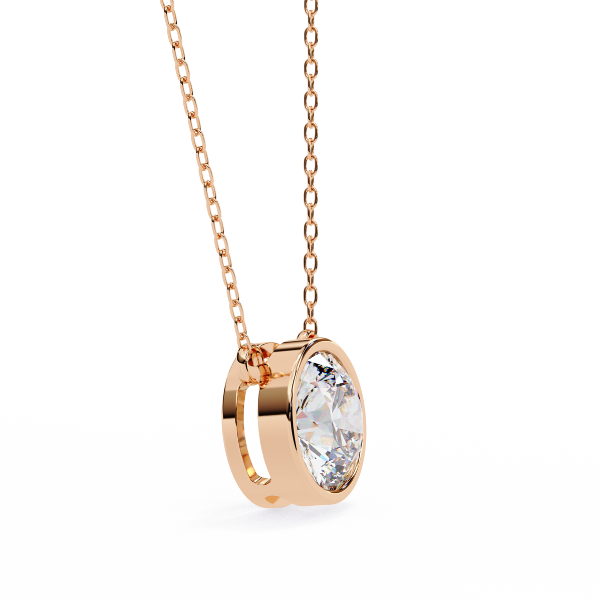 Reverra 14K Round Diamond Bezel Pendant Necklace, CTTW-1.78