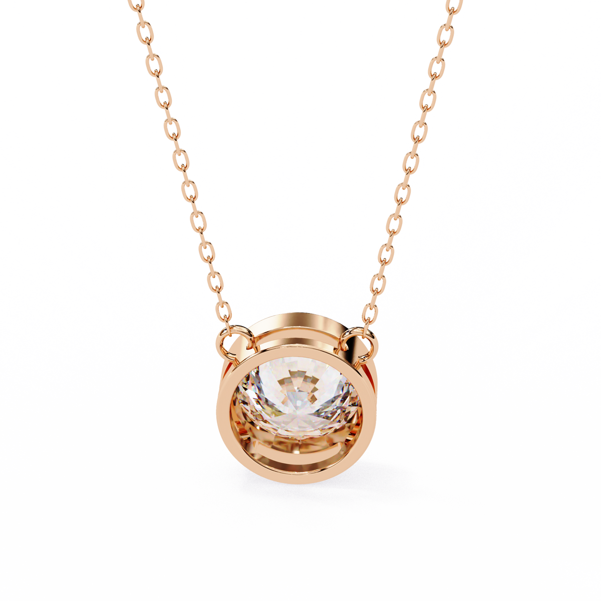 Reverra 14K Round Diamond Bezel Pendant Necklace, CTTW-1.78