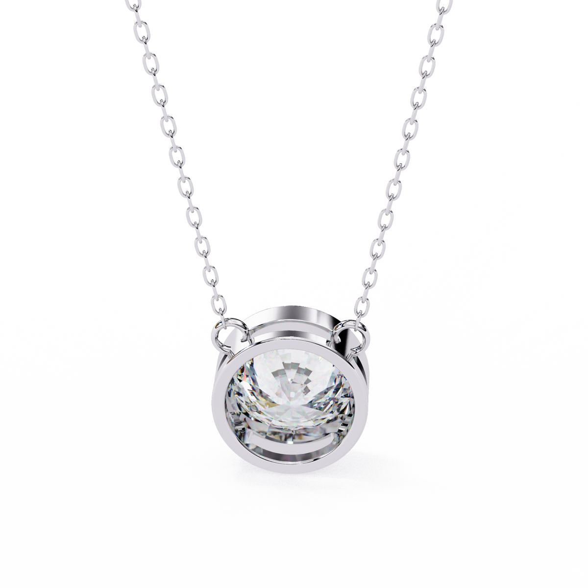 Reverra 14K Round Diamond Bezel Pendant Necklace, CTTW-1.78