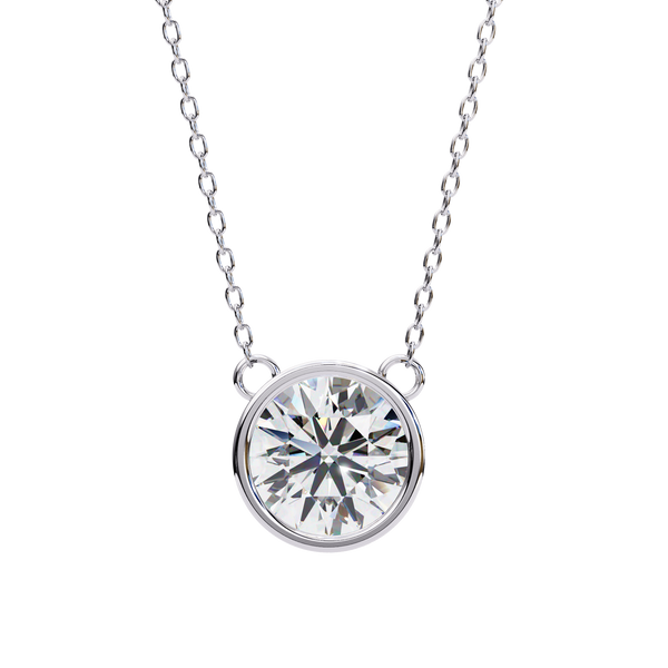 Reverra 14K Gold Round Lab Grown Diamond Bezel Pendant For Women, CTTW-1.78