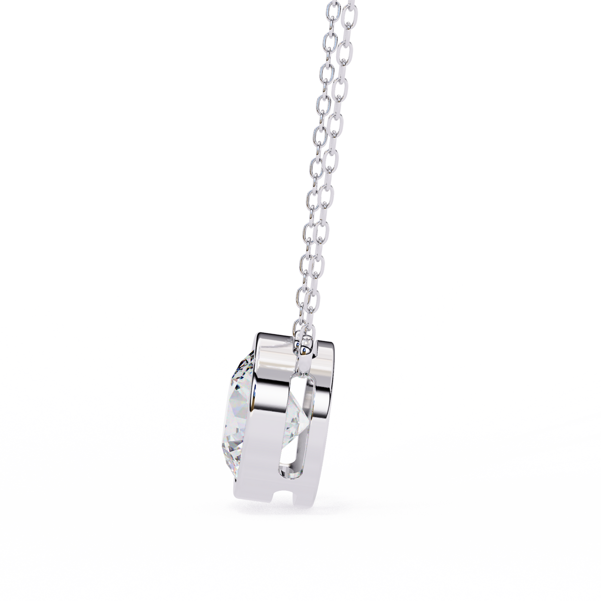 Reverra 14K Round Diamond Bezel Pendant Necklace, CTTW-1.78