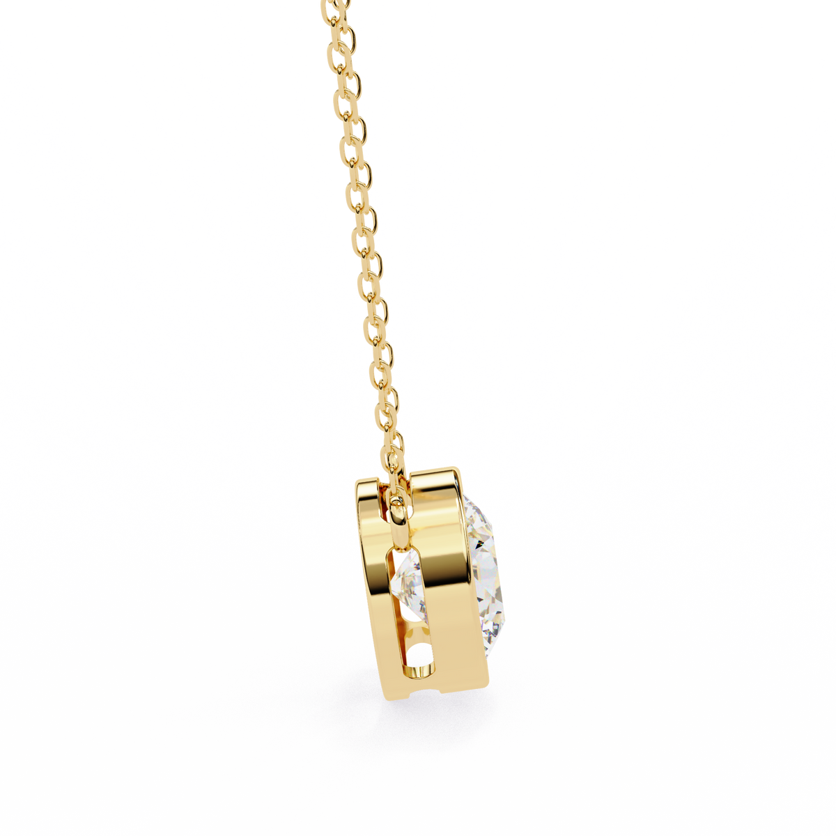 Reverra 14K Round Diamond Bezel Pendant Necklace, CTTW-1.78