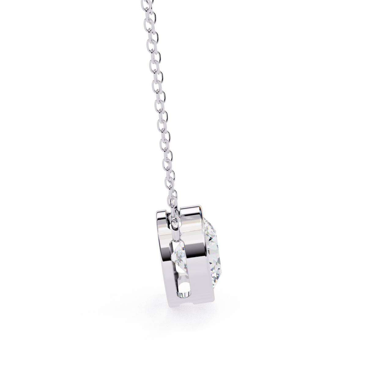 Reverra 14K Round Diamond Bezel Pendant Necklace, CTTW-1.78