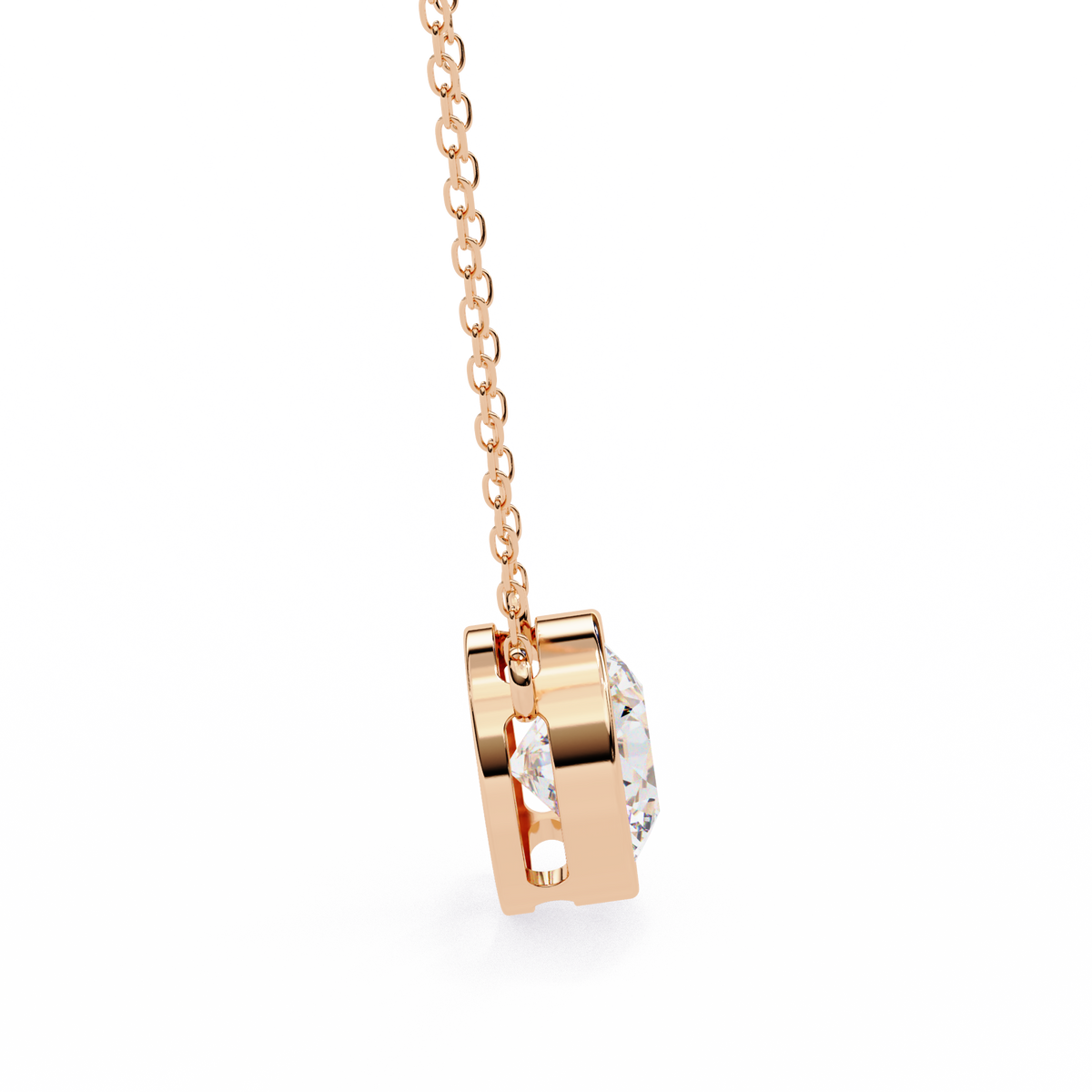 Reverra 14K Round Diamond Bezel Pendant Necklace, CTTW-1.78