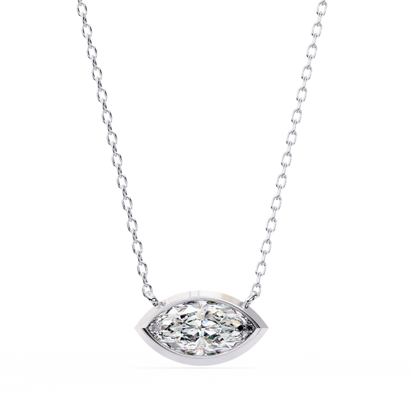 Reverra 14K Gold Marquise Lab Grown Diamond Bezel Pendant For Women, CTTW-0.68