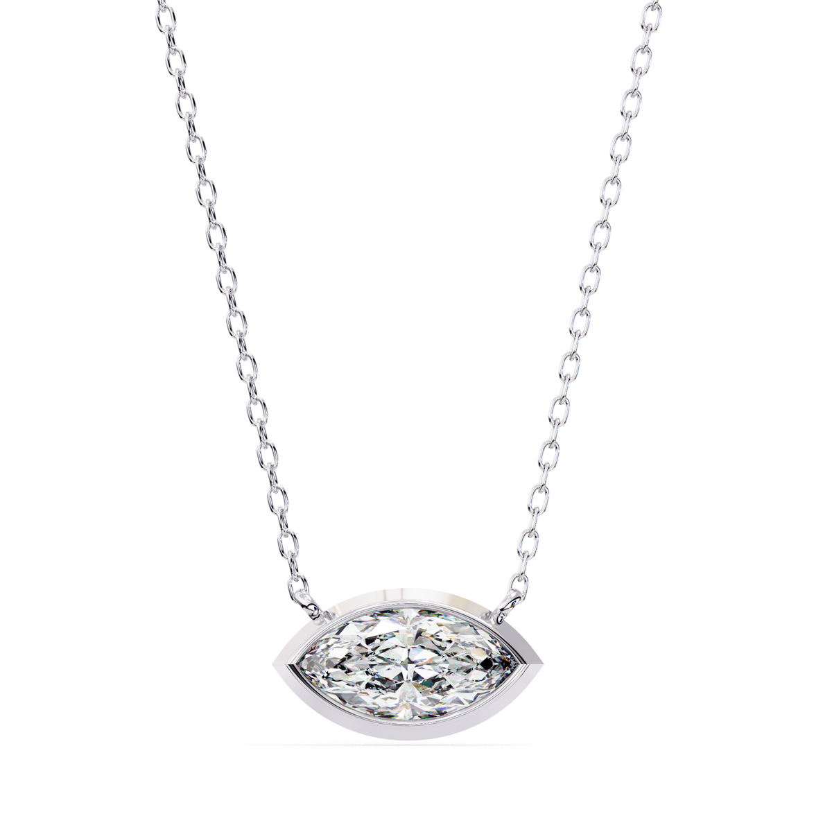 Reverra 14K Marquise Diamond Bezel Pendant Necklace, CTTW-0.68