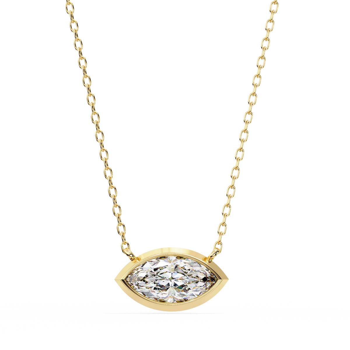 Reverra 14K Marquise Diamond Bezel Pendant Necklace, CTTW-0.68