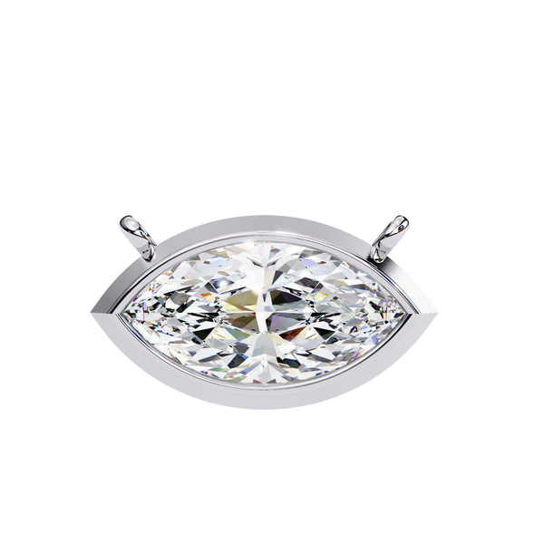Reverra 14K Gold Marquise Lab Grown Diamond Bezel Pendant For Women, CTTW-0.68