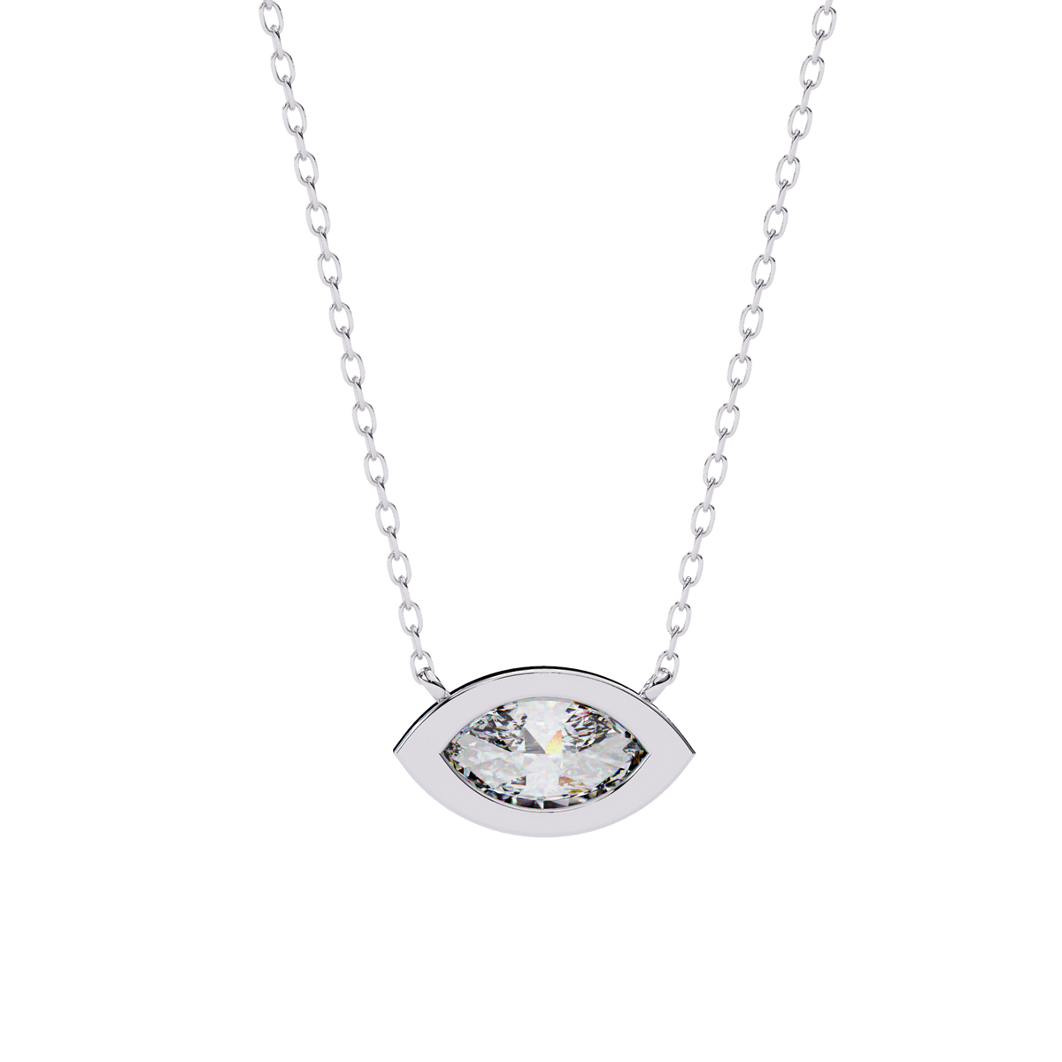 Reverra 14K Marquise Diamond Bezel Pendant Necklace, CTTW-0.68