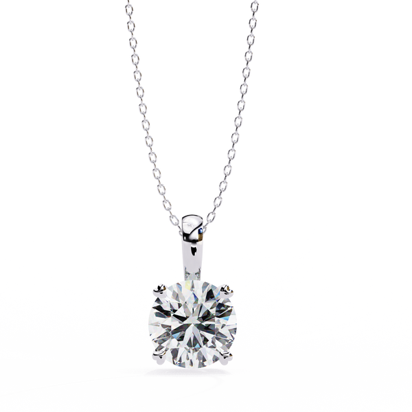 Reverra 14K Gold Round Lab Grown Diamond Solitaire Pendant For Women, CTTW-0.8