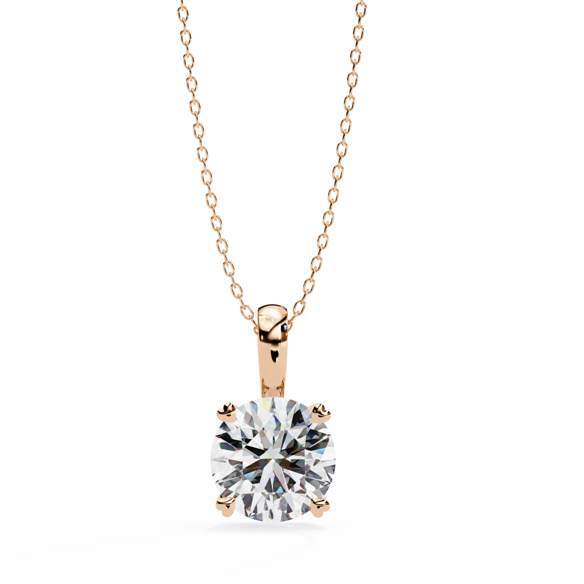 Reverra 14K Round Diamond Solitaire Pendant Necklace, CTTW-0.8